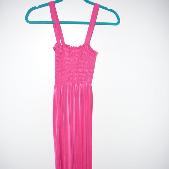 Romantic Sini Fuchsia Pink Strappy Long Sun Dress Elastic Bodice Size-XL - Picture 1 of 3